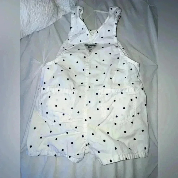 Oshkosh B’Gosh White Polka Dot Overalls  SIZE 18 Months - Picture 2 of 4